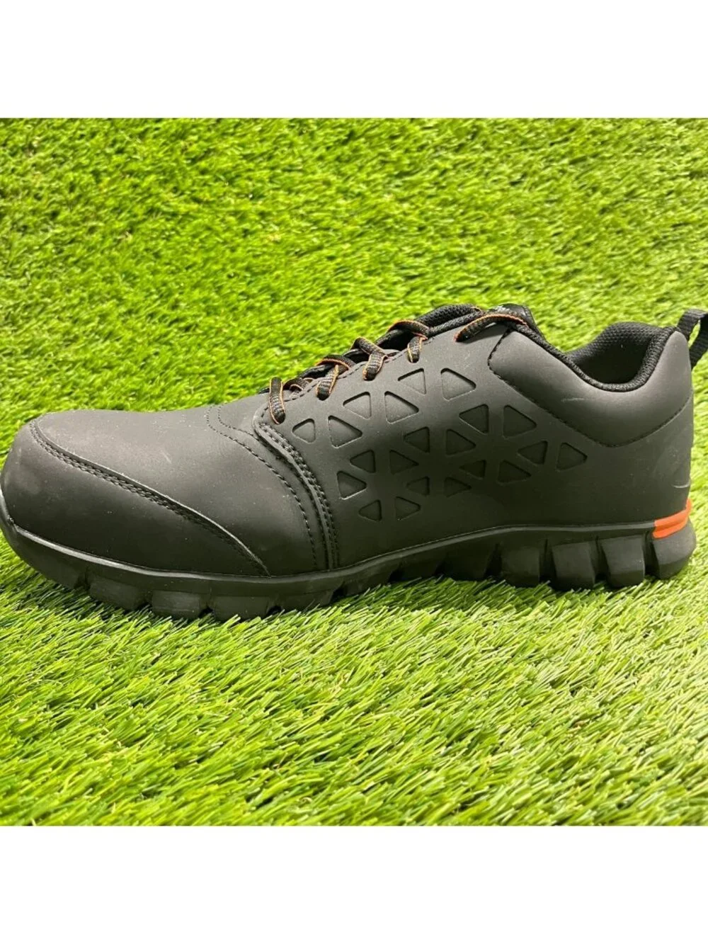 Reebok Sublite Cushion Men Size 11E Black Orange Composite Toe Safety Work Shoes